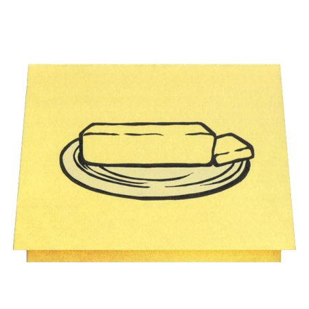 Greeting card with a stick of butter on a plate.